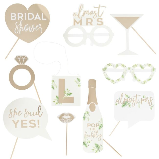GOLD FOILED PHOTOBOOTH HEN PARTY PROPS 10PCS