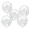 CONFETTI BALLOONS WHITE 5PCS