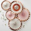 ROSE GOLD FLORAL PAPER FAN DECORATIONS - 5PCS - Image 2