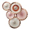 ROSE GOLD FLORAL PAPER FAN DECORATIONS - 5PCS