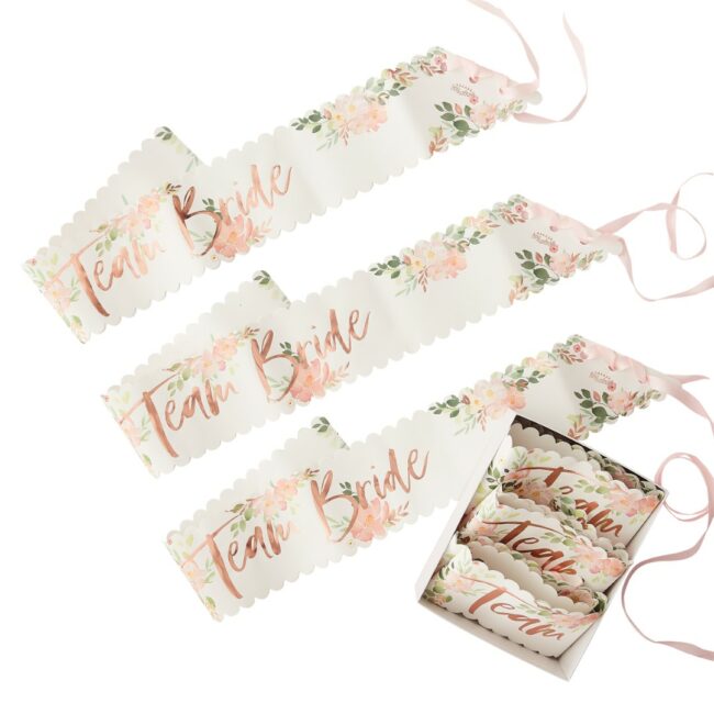 FLORAL TEAM BRIDE HEN PARTY SASHES 6PCS