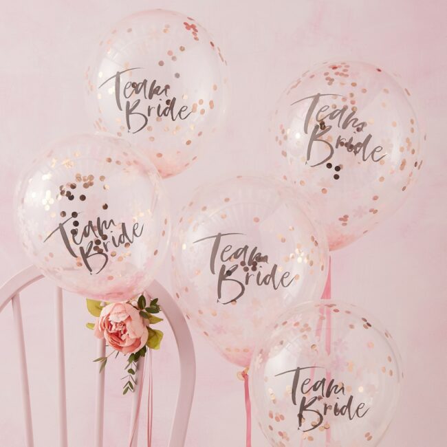 TEAM BRIDE CONFETTI LATEX BALLOONS 5PCS - Image 3