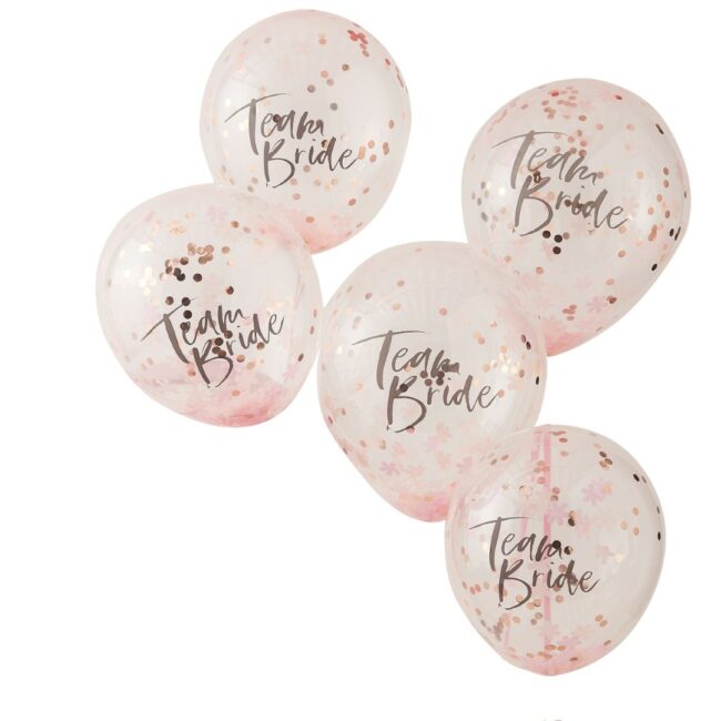 TEAM BRIDE CONFETTI LATEX BALLOONS 5PCS