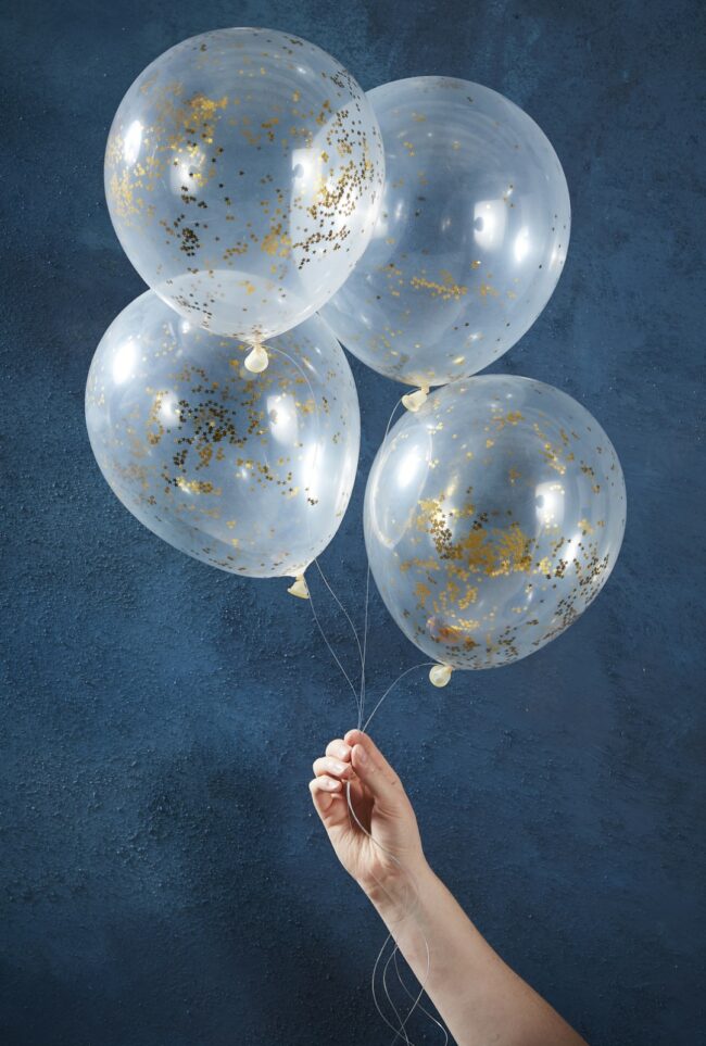 GOLD GLITTER STAR CONFETTI BALLOONS 5PCS - Image 3