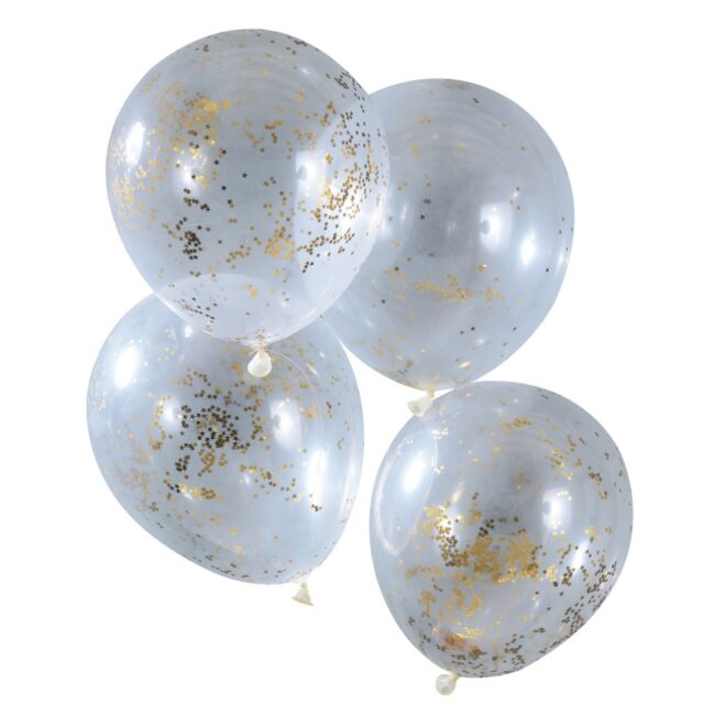 GOLD GLITTER STAR CONFETTI BALLOONS 5PCS