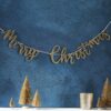 GOLD GLITTER WOODEN MERRY CHRISTMAS BUNTING - Image 2
