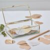 GOLD GLASS TRINKET WEDDING GUEST BOOK BOX - Image 2