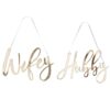 WIFEY & HUBBY GOLD WEDDING CHAIR SIGNS