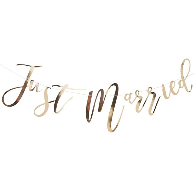 GOLD JUST MARRIED WEDDING BUNTING