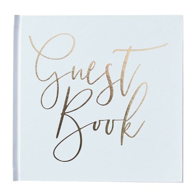 WHITE AND GOLD FOILED WEDDING GUEST BOOK