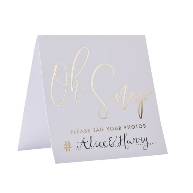 WEDDING INSTAGRAM HASHTAG CARDS GOLD 5PCS