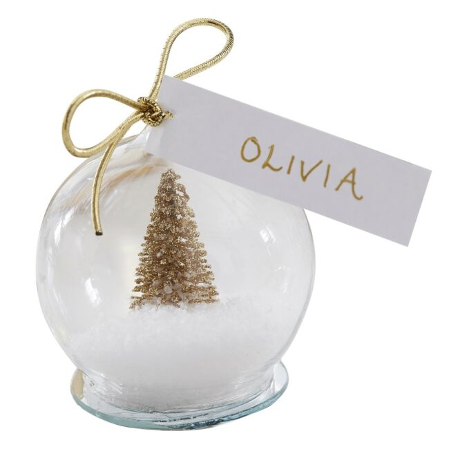 GOLD SNOW GLOBE CHRISTMAS PLACE CARDS - 4PCS