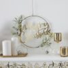 GOLD MERRY CHRISTMAS DOOR WREATH WITH FOLIAGE - Image 2
