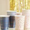 GOLD FOILED PINK AND NAVY MIXED BABY SHOWER CUPS - 8PCS - Image 2