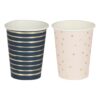 GOLD FOILED PINK AND NAVY MIXED BABY SHOWER CUPS - 8PCS