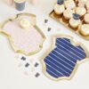 PLATES GOLD FOILED PINK & NAVY BABY GROW GENDER REVEAL 27X24CM 8PCS - Image 2