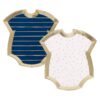 PLATES GOLD FOILED PINK & NAVY BABY GROW GENDER REVEAL 27X24CM 8PCS