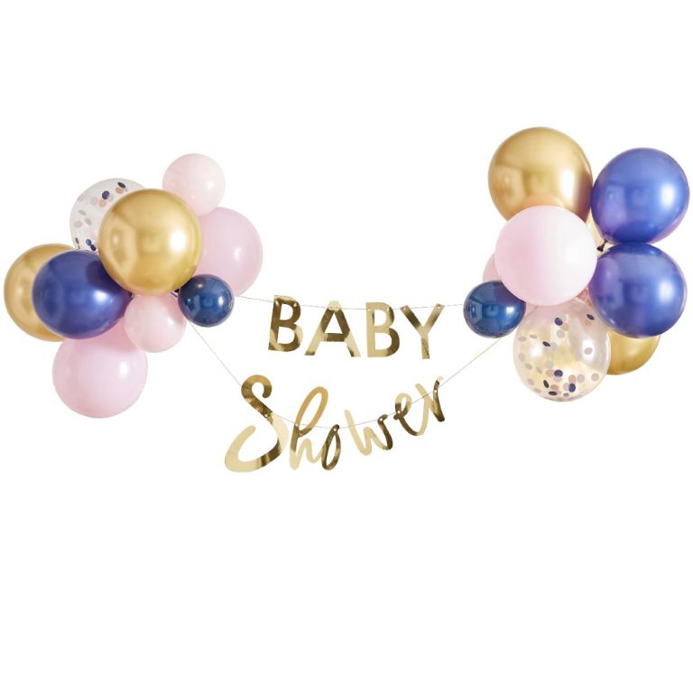 GOLD BABY SHOWER BANNER AND BALLOON DECORATION - Pergamos