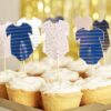 BABYGROW SHOWER CUPCAKE TOPPERS PINK & NAVY 4.5X5.8CM 12PCS - Image 2