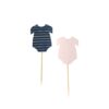 BABYGROW SHOWER CUPCAKE TOPPERS PINK & NAVY 4.5X5.8CM 12PCS