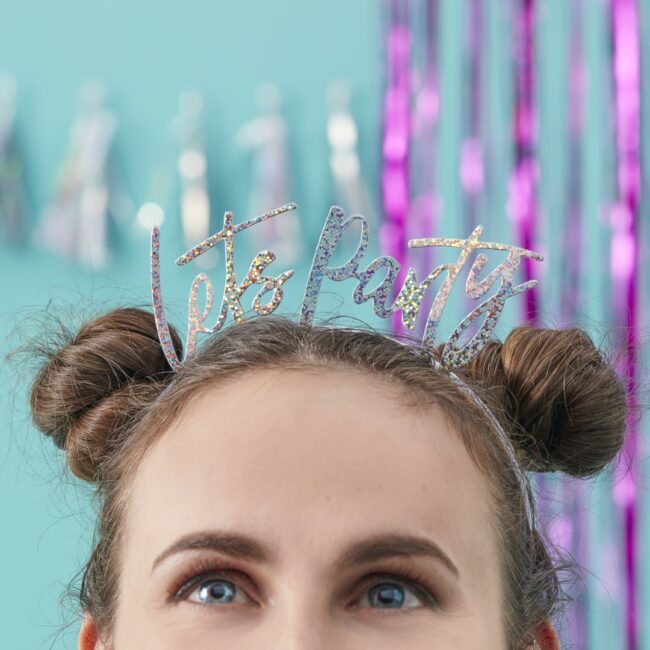 IRIDESCENT LETS PARTY HEAD BANDS - 5PCS - Image 3