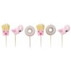 FRIES DONUT AND FLAMINGO SHAPED CANDLES KIT - 6PCS