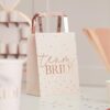 TEAM BRIDE HENS PARTY BAGS PINK & ROSE GOLD FOILED 5PCS - Image 2
