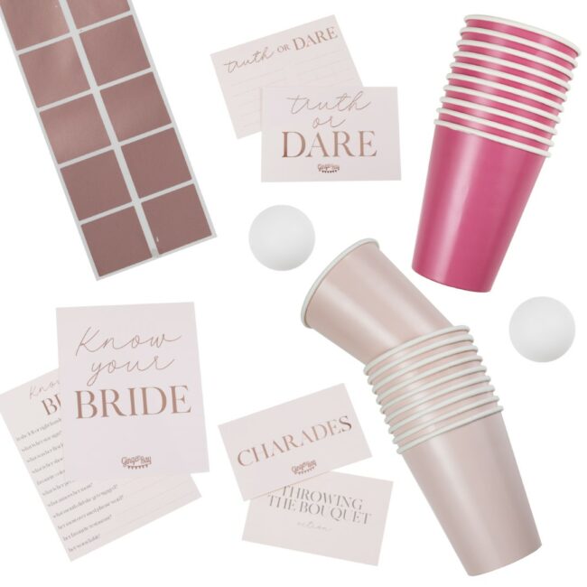 ROSE GOLD FOILED HEN PARTY GAMES HAMPER