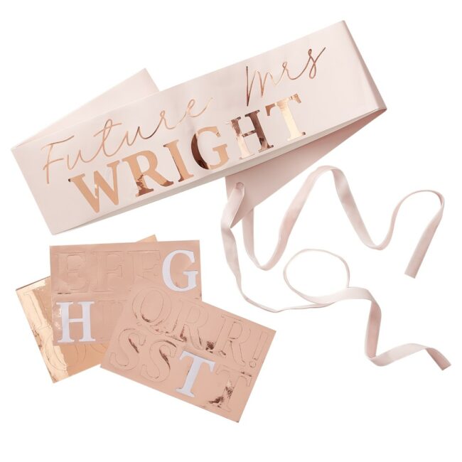 PERSONALISED ROSE GOLD HEN PARTY BRIDE TO BE SASH