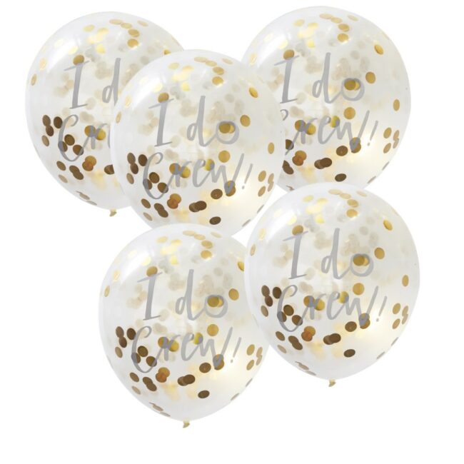 I DO PRINTED CONFETTI BALLOONS GOLD 5PCS