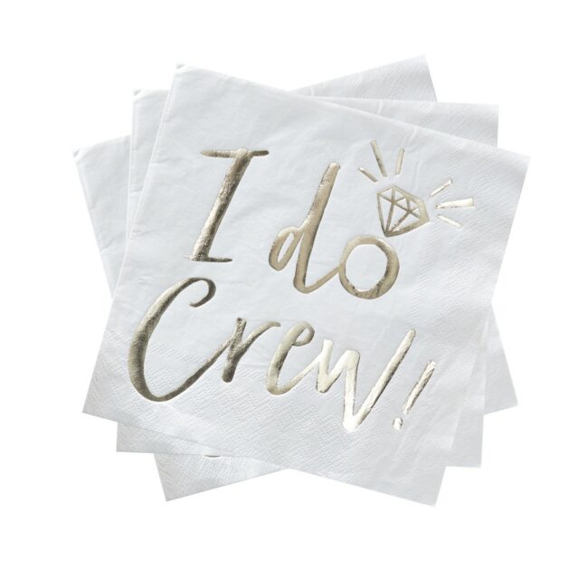 GOLD FOILED I DO CREW HEN PARTY NAPKINS 16PCS