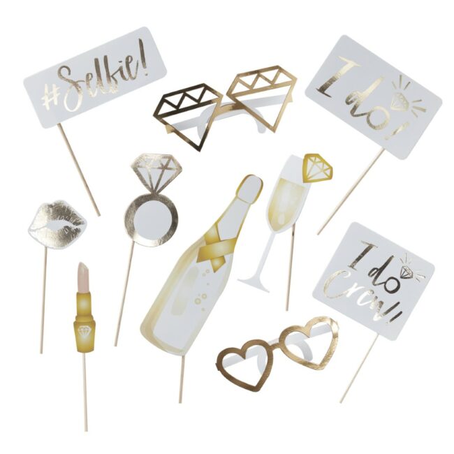 GOLD I DO CREW HEN PARTY PHOTO BOOTH PROPS 10PCS