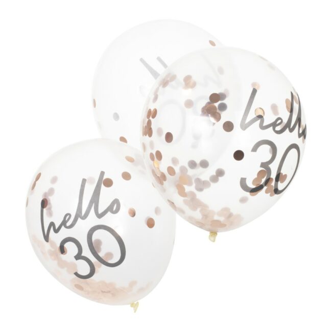 HELLO 30 BIRTHDAY BALLOONS - 5PCS