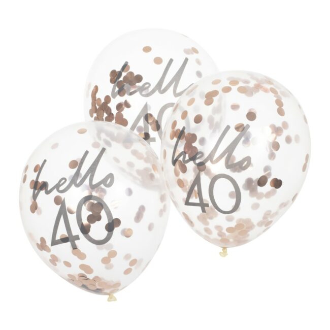 HELLO 40 BIRTHDAY LATEX BALLOONS 12'' 5PCS