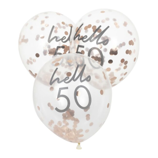 HELLO 50 BIRTHDAY BALLOONS - 5PCS