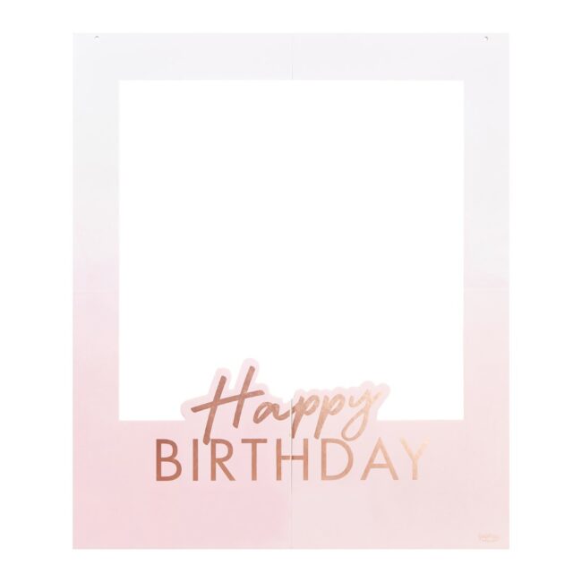 ROSE GOLD FOILED PERSONALISED HAPPY BIRTHDAY SELFIE PHOTO BOOTH FRAME
