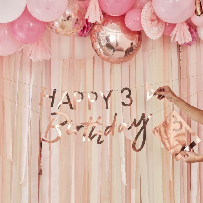 CUSTOMISABLE MILESTONE ROSE GOLD BIRTHDAY BANNER - Image 3