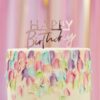 ACRYLIC HAPPY BIRTHDAY CAKE TOPPER PINK 12X11CM - Image 2