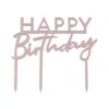 ACRYLIC HAPPY BIRTHDAY CAKE TOPPER PINK 12X11CM