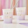 LILAC OMBRE GOLD FOILED HAPPY BIRTHDAY CUPS - 8PCS - Image 3
