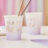 LILAC OMBRE GOLD FOILED HAPPY BIRTHDAY CUPS - 8PCS - Image 2