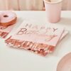 ROSE GOLD & PINK OMBRE FRINGE PAPER NAPKINS - 16PCS - Image 2
