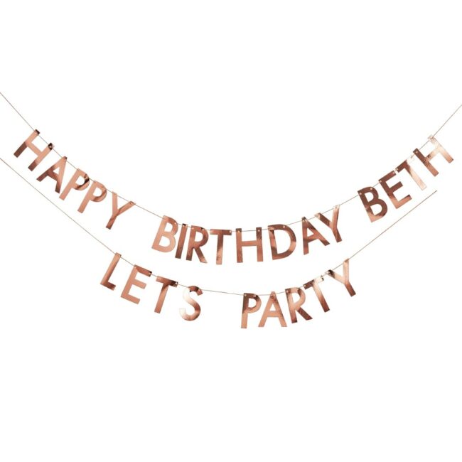 ROSE GOLD PERSONALISED BIRTHDAY BANNER