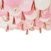 BLUSH WHITE AND ROSE GOLD CEILING BALLOONS WITH TASSELS