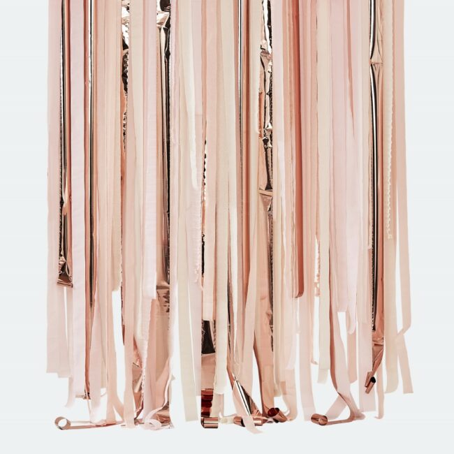 PINK AND ROSE GOLD PARTY STREAMERS BACKDROP