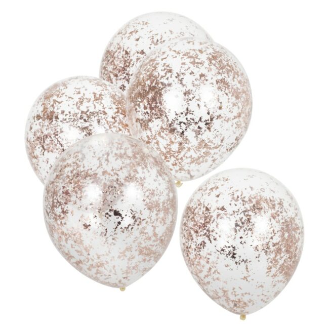 FOIL BALLOONS ROSE GOLD CONFETTI 12'' 5PCS