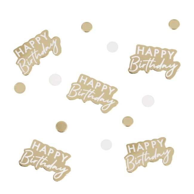 CONFETTI HAPPY BIRTHDAY GOLD & WHITE 13G