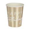 PARTY CUPS HAPPY BIRTHDAY GOLD 8XH10CM 8PCS