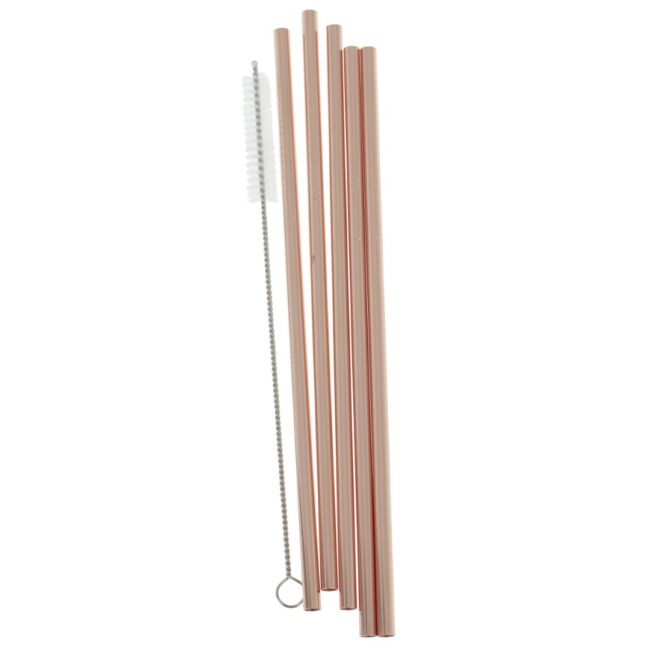 ROSE GOLD STAINLESS STEEL STRAWS - 5PCS