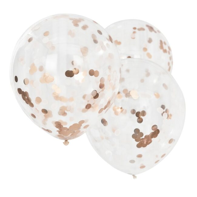 GIANT ROSE GOLD AND BLUSH LARGE CONFETTI BALLOONS - 3PCS